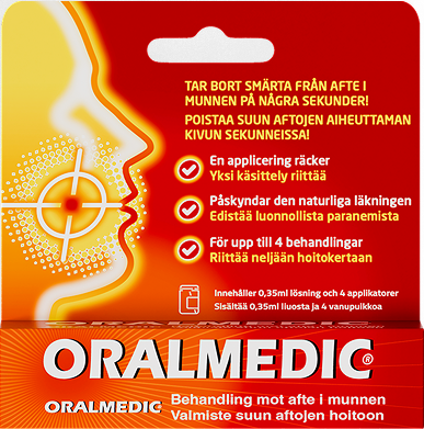 Oralmedic förpackning - engångsbehandling som lindrar smärta vid afte