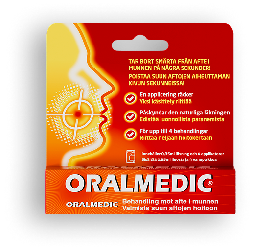 Oralmedic förpackning - engångsbehandling som lindrar smärta vid afte